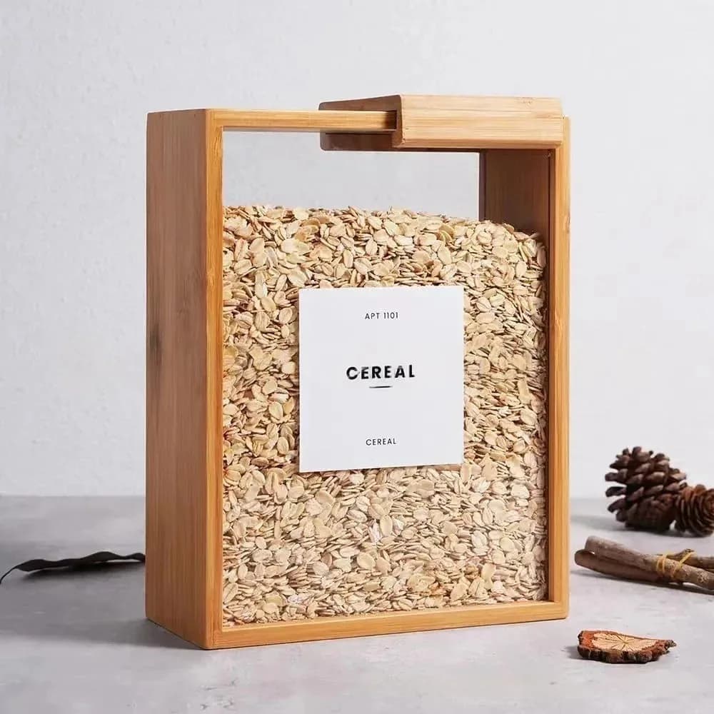 Caixa Dispensadora em Bambu 3 L com Tampa Deslizante