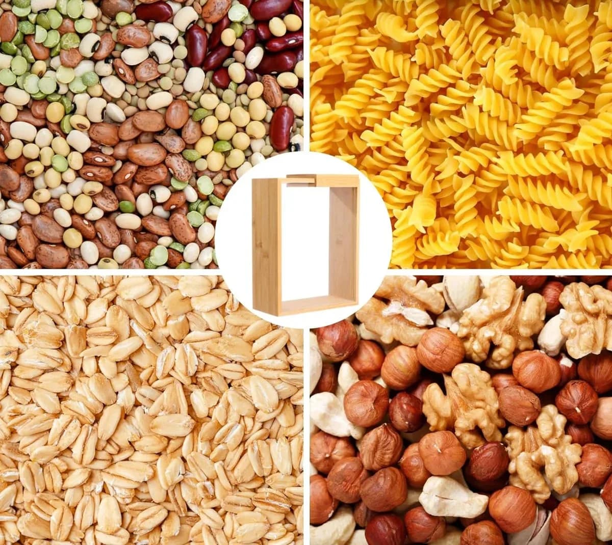 Leguminosas, massa, aveia e frutos secos